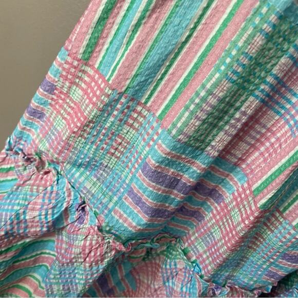 LOVESHACKFANCY Coastal Preppy Emeka Maxi Dress Seersucker Plaid Gingham XS 0/2 - Picture 7 of 12